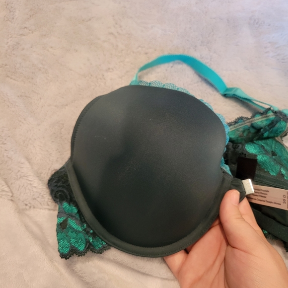 Adore Me Pushup Front Closure Bra Lacy Green and Blue - Picture 6 of 6